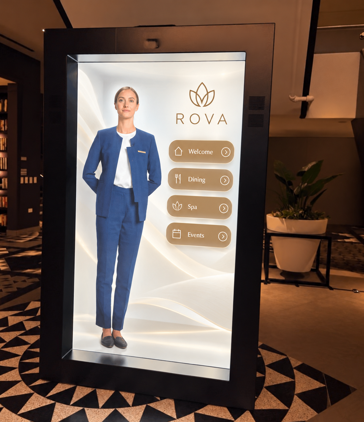 ROVA-branded hospitality concierge visualization